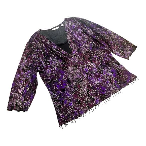 Y2K Velvet Burnout Slinky Fairy Grunge Whismigoth Babydoll Statement Top XL - Picture 3 of 10